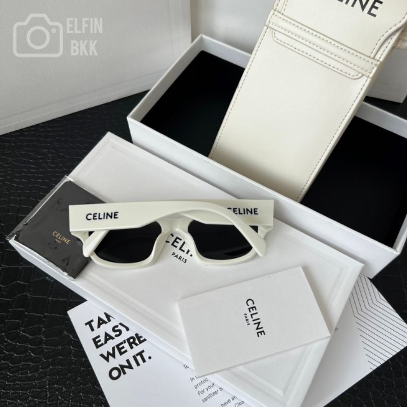 แท้-celine-monochroms-01-sunglasses-white-แว่นตา-แว่นกันแดด-เซลีน-สีขาว-รุ่นคุณปราง-กัญญ์ณรัณ-ใส่