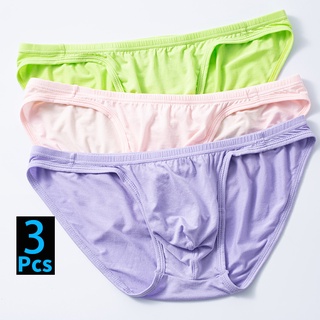 กางเกงชั้นใน ระบายอากาศ เซ็กซี่ สีพื้น แฟชั่นสําหรับผู้ชาย 3 ชิ้น ต่อล็อต (3)AD7208