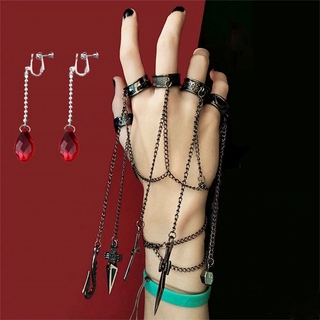 ภาพหน้าปกสินค้าanime Hunter x Hunter Kurapika Five fingers chain Earrings cosplay chains punk Hip Hop Vintage Cross ring Bracelet Accessories ที่เกี่ยวข้อง