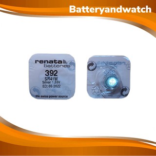 ถ่านกระดุม ถ่านนาฬิกา แพ็ค 1 เม็ด Renata 392 ,  SR41W 1.55V *ของเเท้รับประกัน Swiss Made