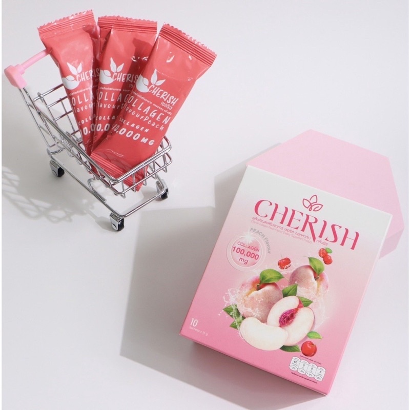 cherish-collagen-flavour-peach-คอลลาเจนกลิ่นพีช-ตราเชอริส-1-กล่องบรรจุ-10-ซอง