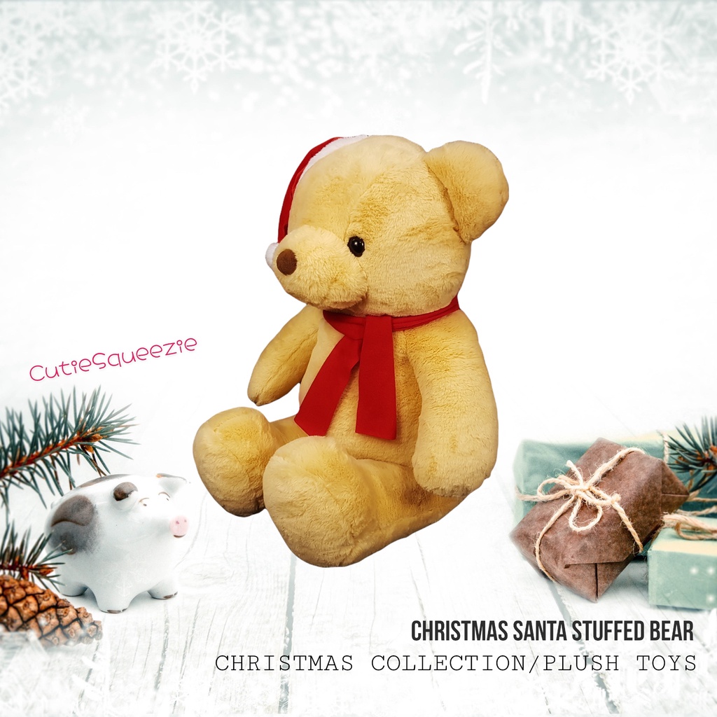 ตุ๊กตาหมีคริสต์มาส-ซานต้า-ผ้าแองโกล่า-ไซส์-l-สีน้ำตาล-christmas-bear-santa-angola-brown-stuffed-animal