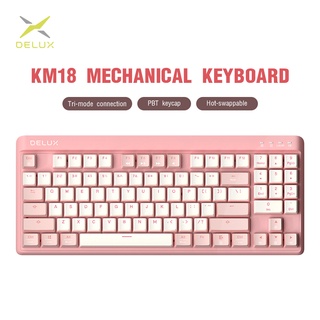 Delux KM18 คีย์บอร์ดไร้สาย บลูทูธ 2.4G PBT 89 คีย์ ชาร์จได้