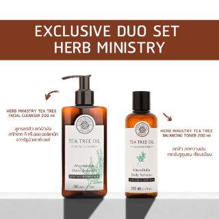 EXCLUSIVE DUO SET HERB MINISTRY  - HERB MINISTRY Tea Tree  Facial Cleanser 200 ml+HERB Tea Tree Balancing Toner 200 ml