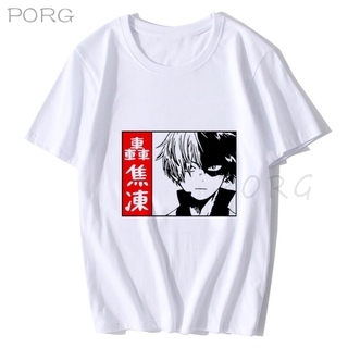 เสื้อยืดอนิเมะ เสื้อยืดแขนสั้นพิมพ์ลาย Shoto Todoroki My Hero Academia สําหรับผู้ชาย