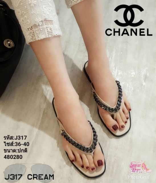 ราคา-490-บาท-สินค้าพร้อมส่ง-j317-รองเท้าแตะสไตล์แบรนด์ดัง-ส่ยหูคีบ
