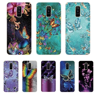 เคสโทรศัพท์ซิลิโคนลายผีเสื้อสําหรับ Samsung Galaxy A6 A6 + Plus A7 A8 + Plus A9 2018