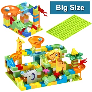 90-200 ชิ้น DIY DUPLO สัตว์ หินอ่อน แข่งเขาวงกต บอล บล็อกตัวต่อ กรวยสไลด์ อิฐ ขนาดใหญ่ ของเล่นเพื่อการศึกษา สําหรับเด็ก