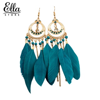 Ellastore123 ต่างหูตะขอ ทรงกลม ประดับพู่ เครื่องประดับ สําหรับผู้หญิง