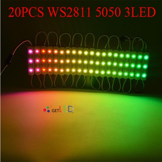 WS2811 5050 3LED 12V LED Module RGB Full Color กันน้ำ หลอดไฟ LED โมดูล ฟูลคัลเลอร์ 20PCS (1แผง)
