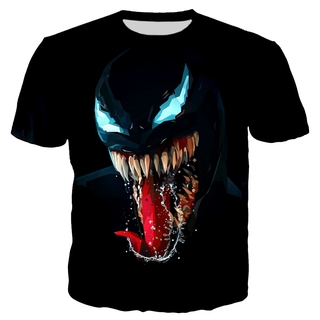 เสื้อยืดลำลองHx ขายดี เสื้อยืดแขนสั้น พิมพ์ลาย Venom Villain Skull 3D สําหรับผู้ชาย และผู้หญิงS to4XL