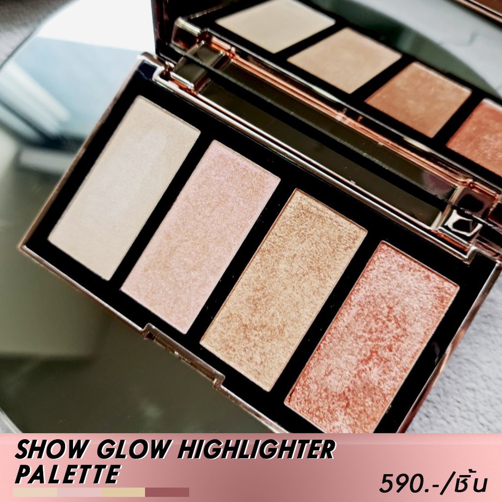ไฮไลท์น้องฉัตร-show-glow-highlighter-palette-browit-by-nongchat-4g-กล่องชมพู