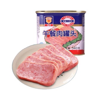 D13แฮมหมูกระป๋อง午餐肉罐头 340gเนื้อสัมผัสเนียนนุ่ม หอมกลิ่นเครื่องเทศ ขนาด340g