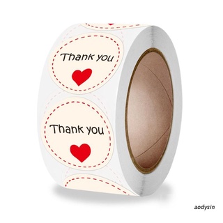 Aod สติกเกอร์ฉลาก ลายหัวใจ Thank You ทรงกลม แฮนด์เมด สําหรับติดตกแต่งกล่องขนม กล่องของขวัญ งานแต่งงาน 500 ชิ้น