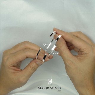 สินค้า 🎁 กำไลเงินแท้ (A) สี่เหลี่ยมจตุรัส (B) แบน : Silver Cuff Bracelet / Major Silver Store