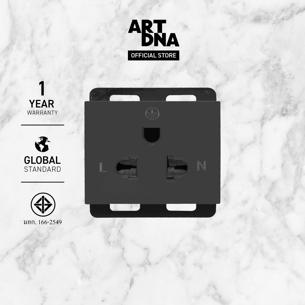 art-dna-single-3-pin-socket-รุ่น-a-type-ปลั๊กเดี่ยว-3-pin-สีเทา-สีขาว-สีทอง