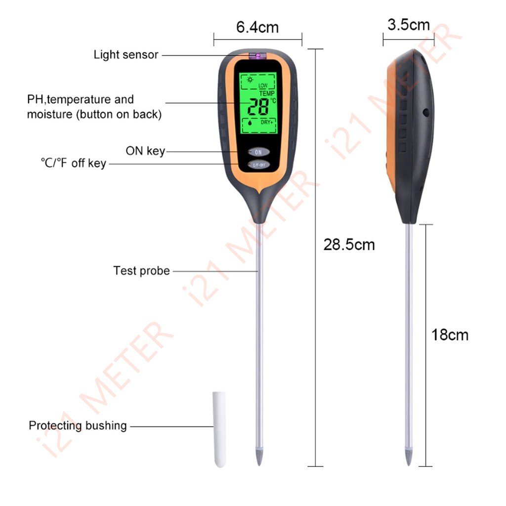 เครื่องวัดค่าดิน-แบบ-ดิจิตอล-4in1-new-soil-ph-meter-4in1-ถูกสุด-พร้อมจัดส่ง