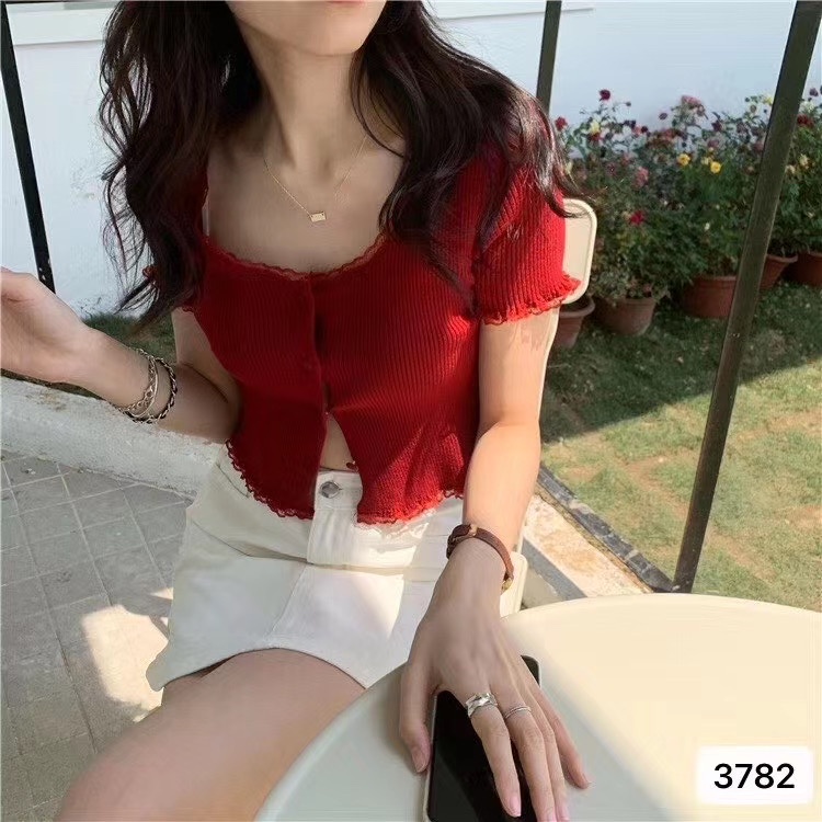 chili-k-k-เสื้อครอปแขนสั้น-คอกลมหยัก-สวยเก๋-น่ารัก-ครอปน่ารัก-3782