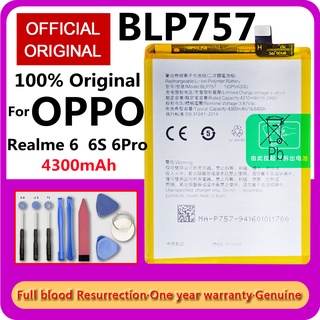 Original Phone Battery BLP757 for Oppo Realme 6 RMX2001 6S 6Pro RMX2061 Pro Replacement Rechargable Batteries 4300mAh