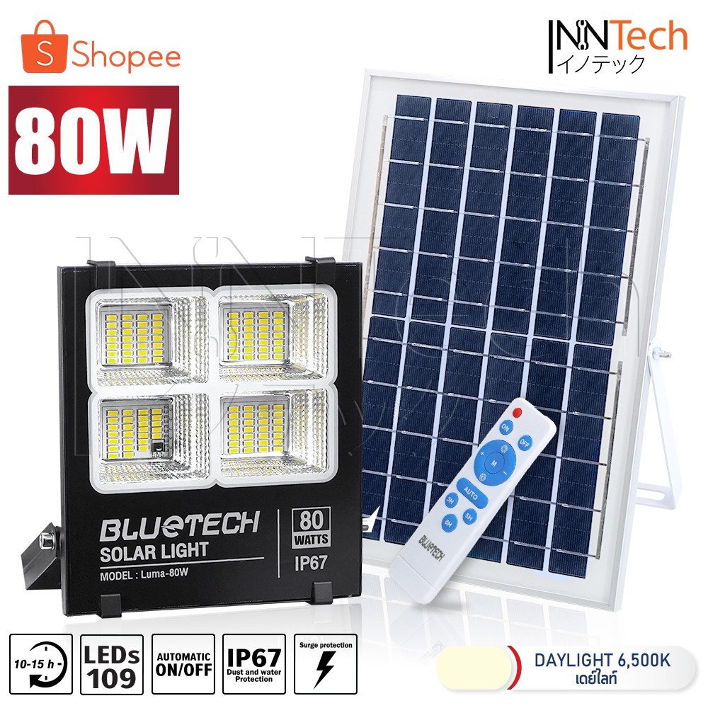 ภาพหน้าปกสินค้าBluetech USA ไฟโซล่าเซลล์ ไฟสปอร์ตไลท์ Solar Cell LED Floodlight Spotlight 60 - 1,200 วัตต์ ไฟ 4ช่อง 6ช่อง กันน้ำ IP67 จากร้าน smarttools บน Shopee