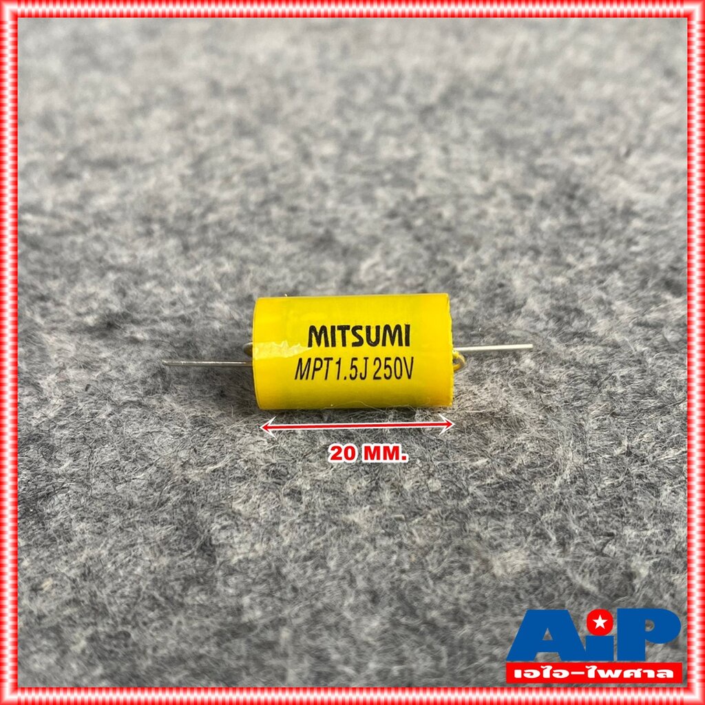 ถุง10ตัว-mitsumi-1-5uf-250v-cสีเหลือง-met-คาปาซิเตอร์-c1-5-250v-c1-5-250vสีเหลือง-ซีเสียงแหลม-1-5-250v-ซีตัดเสียงแหลม