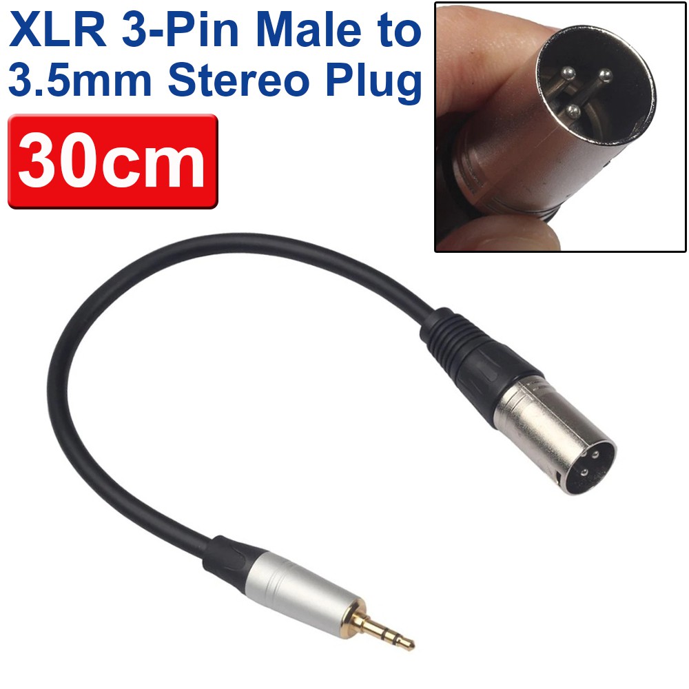 สายไมโครโฟน-xlr-male-to-3-5mm-stereo-plug-ยาว-30cm-xlr-3-pin-to-aux-cord-for-smartphones-laptops-powered-speaker