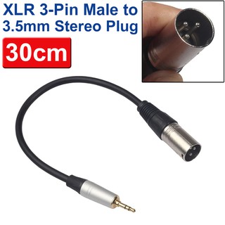 สายไมโครโฟน Xlr Male To 3.5mm Stereo Plug ยาว 30cm XLR 3 Pin to Aux Cord for Smartphones, Laptops, Powered Speaker