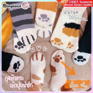 สินค้า (พร้อมส่ง!) ถุงเท้ากันหนาว ขนนุ่ม 🐱 ถุงเท้าแมว ถุงเท้าลายสัตว์น่ารัก ลายเท้าปุย cat socks