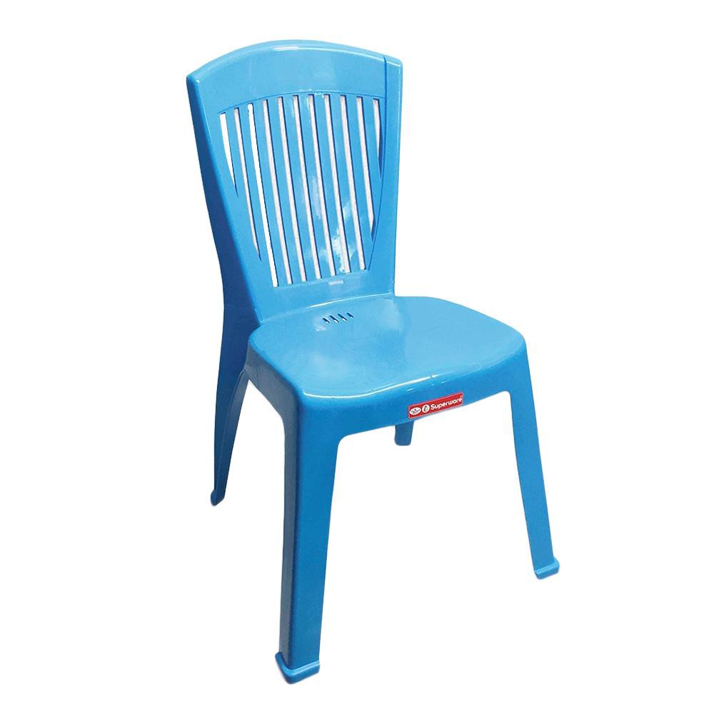 โต๊ะ-เก้าอี้-เก้าอี้พลาสติกลายตรง-superware-ch-63-สีฟ้า-เฟอร์นิเจอร์นอกบ้าน-สวน-อุปกรณ์ตกแต่ง-plastic-chair-superware-ch