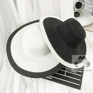 (พับได้, มี2สี) หมวกปีกกว้าง ขนาดปีก 12cm , Straw wide brim hat 12cm