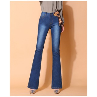 Cc jeans 002 กางเกงยีนส์ผู้หญิง [S-5XL] ทรงขาม้า ยืด เอวสูง  สีน้ำเงินเข้ม