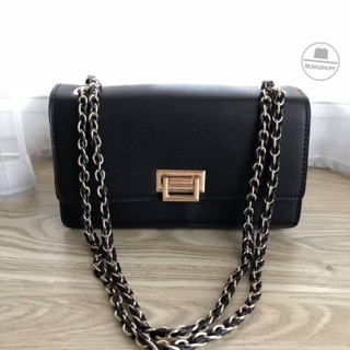 Charles &amp; Keith Weave Chain Shoulder Bag สีดำ (outlet)