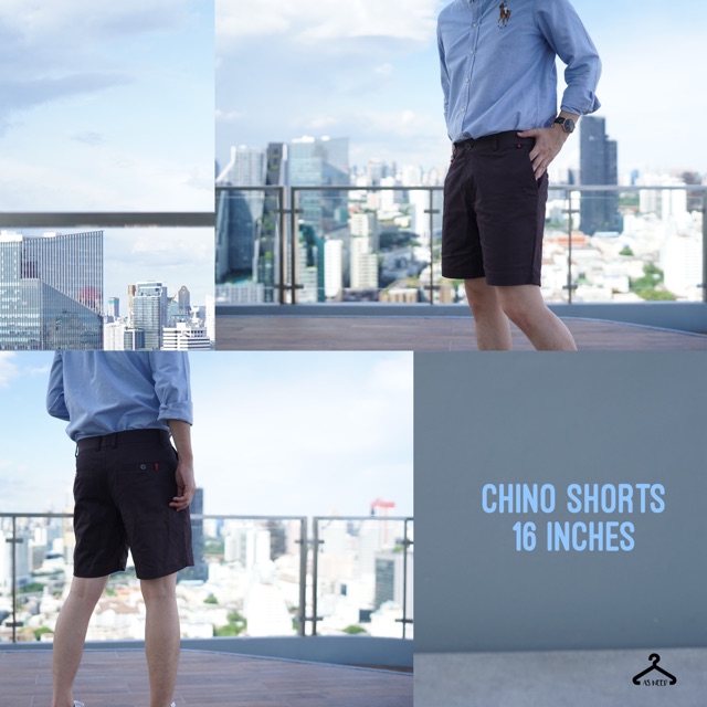 กางเกงขาสั้นผู้ชาย-16-นิ้ว-ผ้าชิโน่-คอตตอน-100-chino-shorts-dark-brown-สีน้ำตาลเข้ม