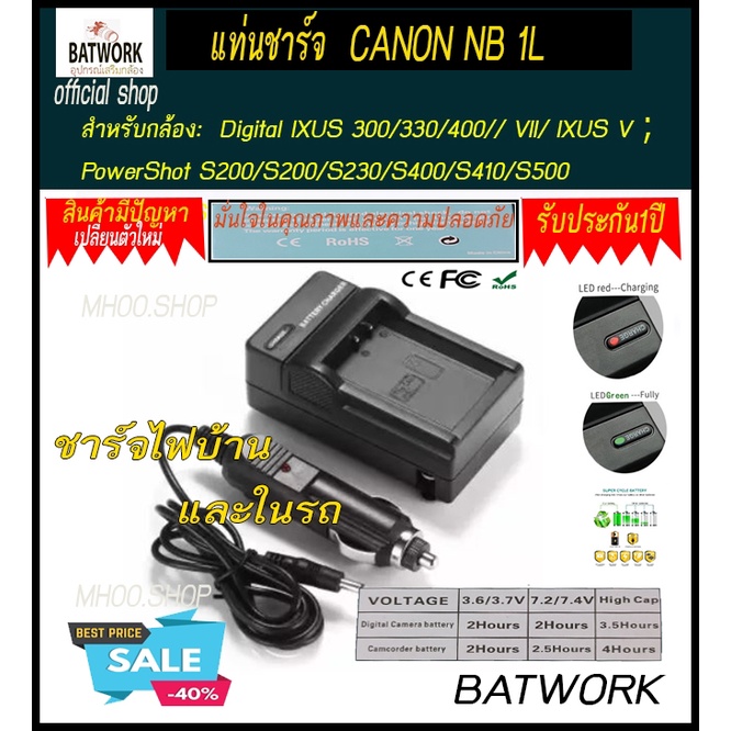 แท่นชาร์จแบตเตอรี่กล้องแคนนอน-charger-canon-nb-1l-ใช้ชาร์จกับแบตกล้อง-digital-ixus-300-330-400-vii-ixus-v-powersho