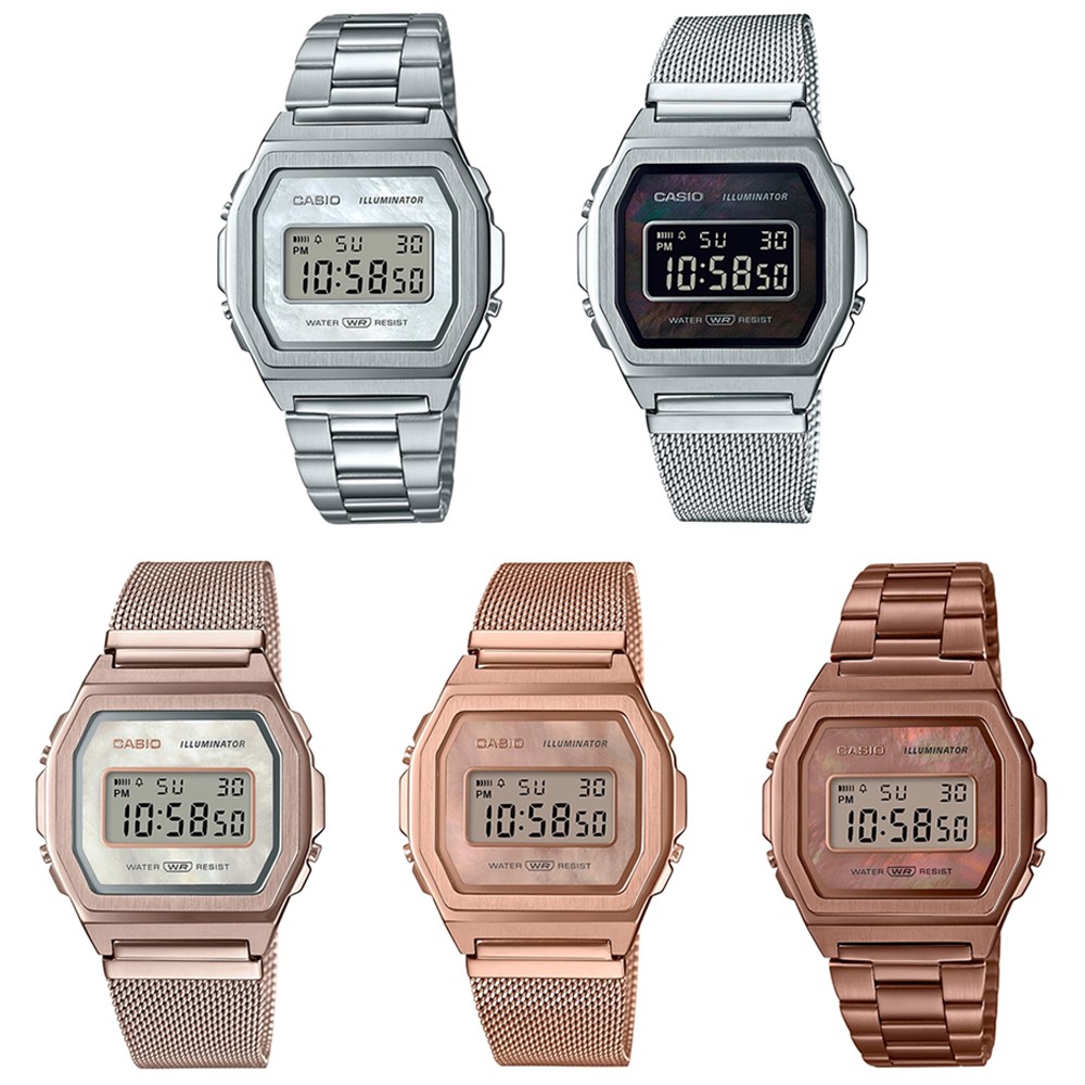 ภาพหน้าปกสินค้าCasio Standard นาฬิกาข้อมือผู้หญิง สายสแตนเลส รุ่น A1000 (A1000D-7,A1000M-1B,A1000MCG-9,A1000MPG-9,A1000RG-5) จากร้าน watchsaleth บน Shopee