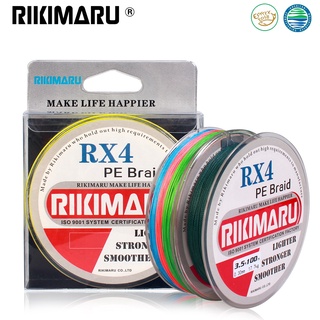 สินค้า Rikimaru สายเอ็นตกปลา PE แบบถัก 100 ม. RX4 นิ้ว 4LB -100LB 100 ม. 4x 6LB 8LB 10LB สําหรับน้ําเค็ม