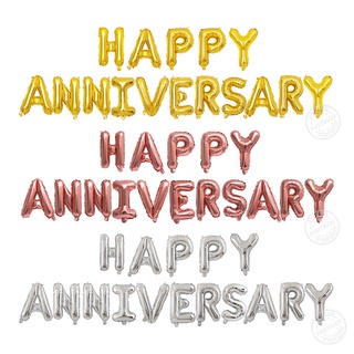 ลูกโป่งฟอยล์อลูมิเนียม ลายตัวอักษร Happy Anniversary สีโรสโกลด์ สีเงิน ขนาด 16 นิ้ว สําหรับตกแต่งงานแต่งงาน ปาร์ตี้