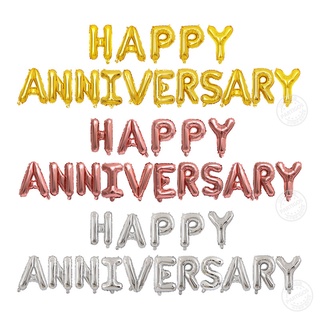 ลูกโป่งฟอยล์อลูมิเนียม ลายตัวอักษร Happy Anniversary สีโรสโกลด์ สีเงิน ขนาด 16 นิ้ว สําหรับตกแต่งงานแต่งงาน ปาร์ตี้