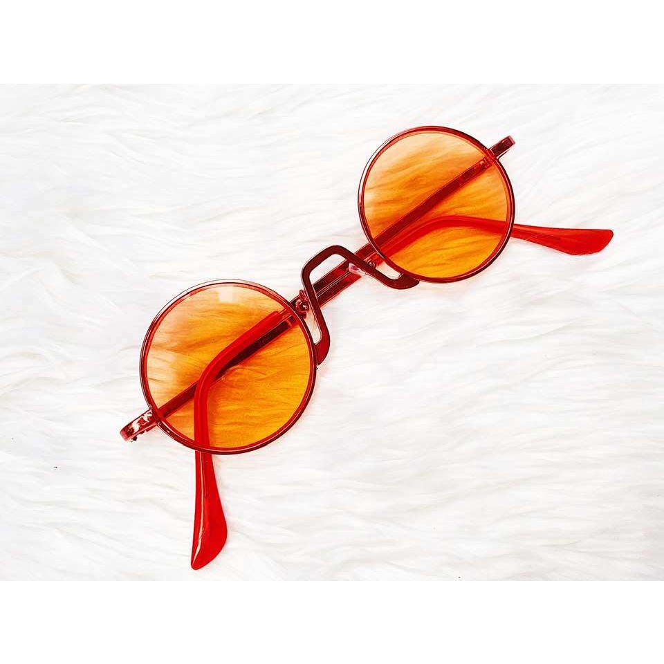 แว่นตาแฟชั่น-แว่นตาวินเทจ-แว่นตากันแดด-เลนส์แดงอมส้ม-ทรงround-สุดเกร๋-และทันสมัย-กันuv400-ได้100-มีของแถมฟรี