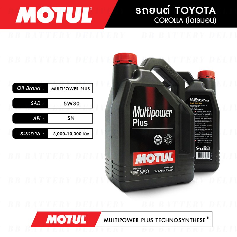 ชุดถ่ายน้ำมันเครื่อง-motul-multipower-plus-technosynthese-5w30-4l-กรองspeedmate-sm-ofj009-1ลูก-toyota-corolla-โดเรมอน