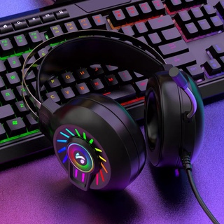 หูฟังพร้อมไมค์ เสียงดี มีไฟ 7.1 Surround Sound RGB Software Gaming Headset สำหรับเกมเมอร์ หรือใช้เรียนออนไลน์