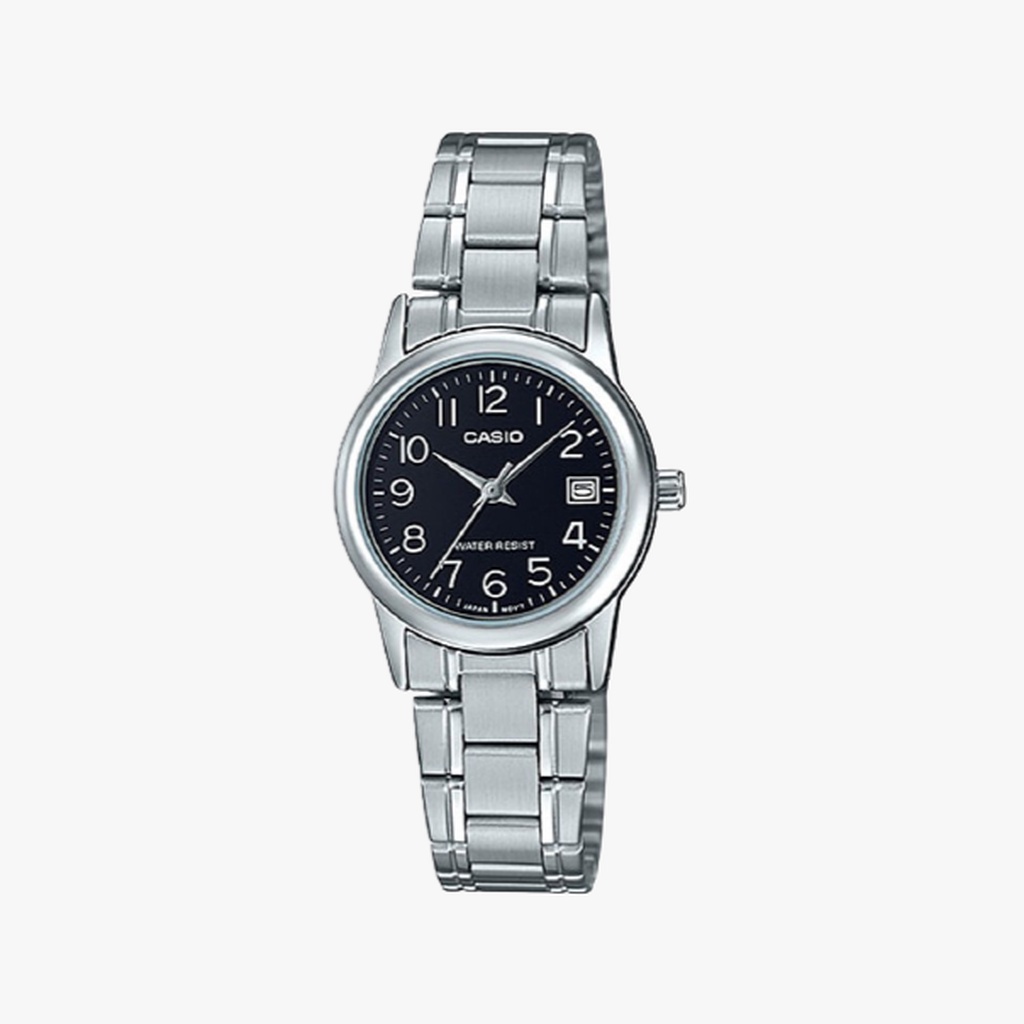 ภาพหน้าปกสินค้าCASIO นาฬิกาข้อมือผู้หญิง รุ่น LTP-V002D-1B Standard Black Dial Silver จากร้าน ralunar บน Shopee
