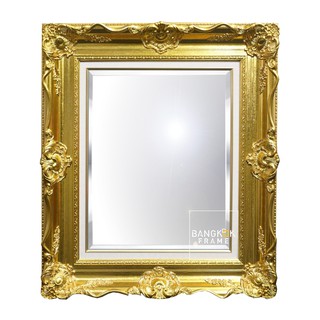 BangkokFrame-กรอบรูป-กรอบกระจกเงา-สีทอง-กรอบหลุยส์ไม้จริงสีทองพร้อมกระจกเงาเจียปลี ขนาดกระจก~16x20 นิ้ว สั่งทำได้ทุกขนาด