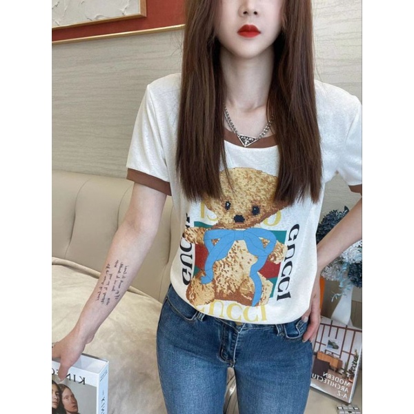 พร้อมส่ง-เสื้อยืดคอกลมผ้ายืดสลาฟเนื้อดี-230