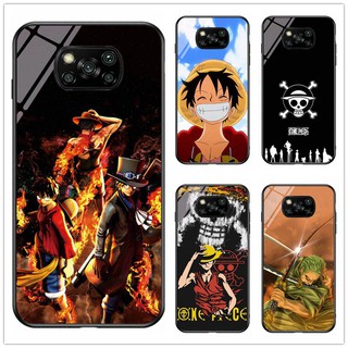 สําหรับ Xiaomi poco X3 NFC อะนิเมะ One Piece ลูฟี่ Zoro กระจกนิรภัย กันกระแทก เคสโทรศัพท์ แบบแข็งส่วนบุคคล DIY เคสโทรศัพท์ที่กําหนดเอง