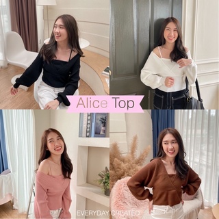 Alice top - เสื้อไหมพรมแขนยาว มี 4 สี ดำ / ขาว / น้ำตาล / ชมพู