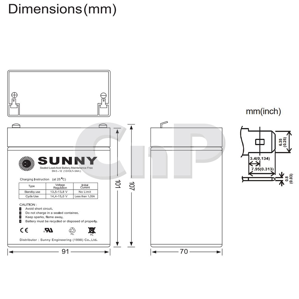 sunny-แบตเตอร์รี่แห้ง-battery-12v-5ah-รุ่น-sn5-12