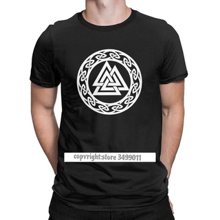 แฟชั่น﹍ﺴผู้ชายและเสื้อยืด Valknut Wotan&amp; Knot Runes Kontrast Wotan Mit Uns ไวกิ้งผ้าฝ้าย Tees ฟิตเนส Odin Valhalla Vikin