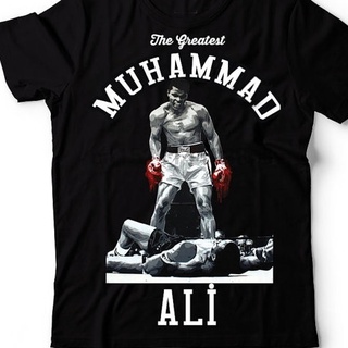 เสื้อยืดผ้าฝ้ายพิมพ์ลายคลาสสิก เสื้อยืดแขนสั้น ผ้าฝ้าย พิมพ์ลาย Muhammad Ali สําหรับผู้ชาย