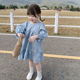 ชุดเด็ก เสื้อผ้าเด็กผู้หญิง 2020 ใหม่ฤดูใบไม้ร่วงลายดอกไม้เด็กสไตล์ต่างประเทศชุดเดรสแขนยาวเด็กชุดเกาหลีสำหรับ 2-3-4 ปี